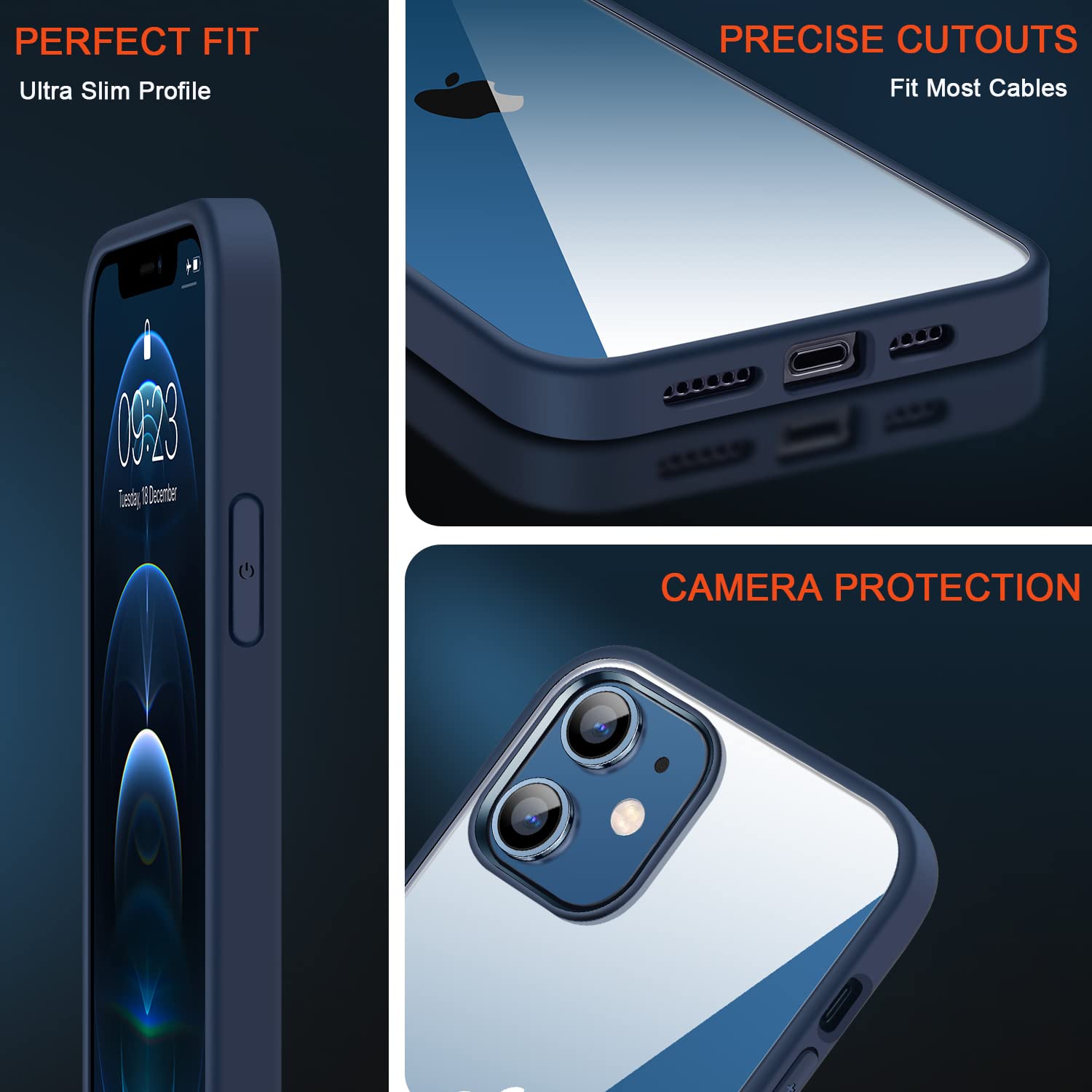 TENDLIN Cover iPhone 12 PRO Max Trasparente Hard PC Retro, Custodia Protezione Paraurti in TPU Morbido Antiurto Compatibile con iPhone 12 PRO Max - Nero