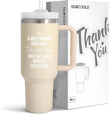 DLOCCOLD Retirement Gifts 40oz Rose Quartz Insulated Tumbler, 40 oz, Double Wall, Non-Slip, BPA Free, Reusable, Cylindrical, 5.7 x 10.7 inches, 2024, Dishwasher Safe