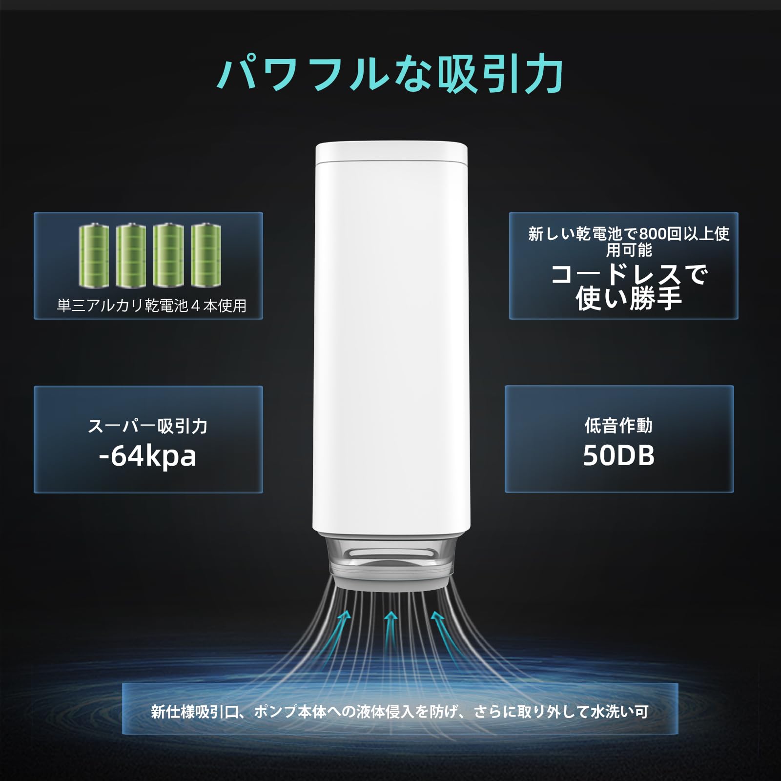 Amazon.co.jp: 真空パック機 60Kpa吸引力 超小型 電動真空ポンプ 強力