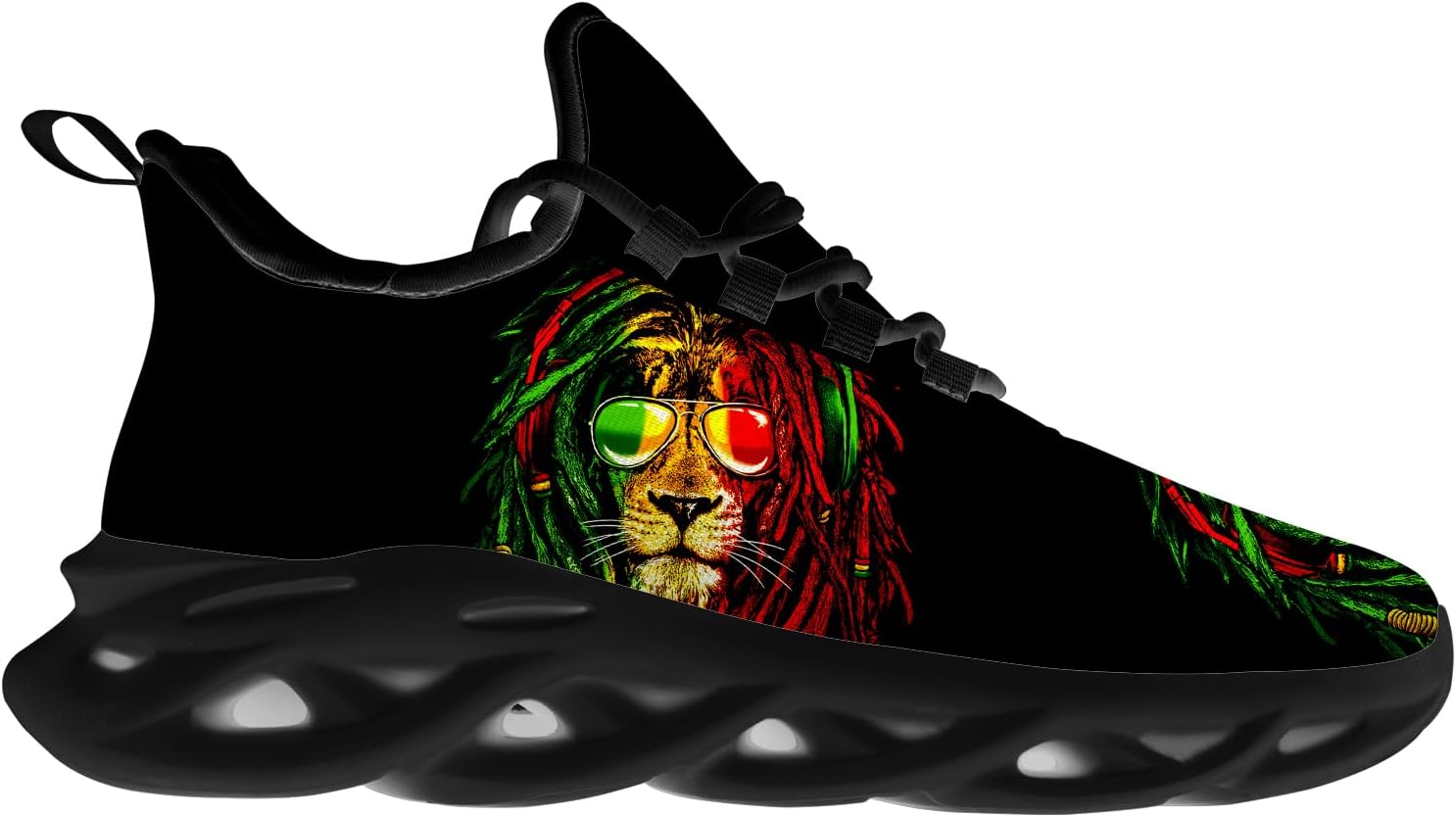 Custom Rasta Sneakers Men Women Running Shoes Add Name Lightweight Walking Tennis Shoes Gifts for Men Women