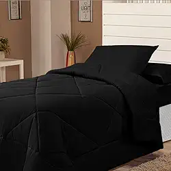 Edredom Avulso Solteiro Coberdrom Cobertor Margarida (Preto)