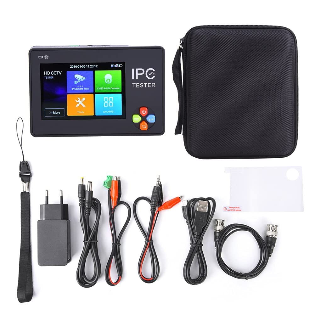 Tester IPC da 3,5 pollici con touch screen H.265 4K IPC1600ADHplus per telecamere IP TESTER AHD CVI-TVI 100 V-240 V HD Touch Screen