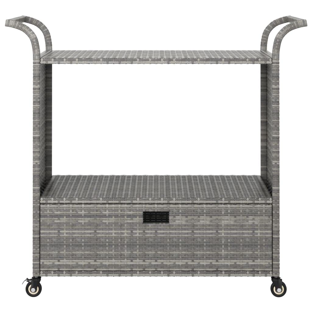 vidaXL Carrello da Bar in Polyrattan Grigio 100x45x97 cm con Cassetto