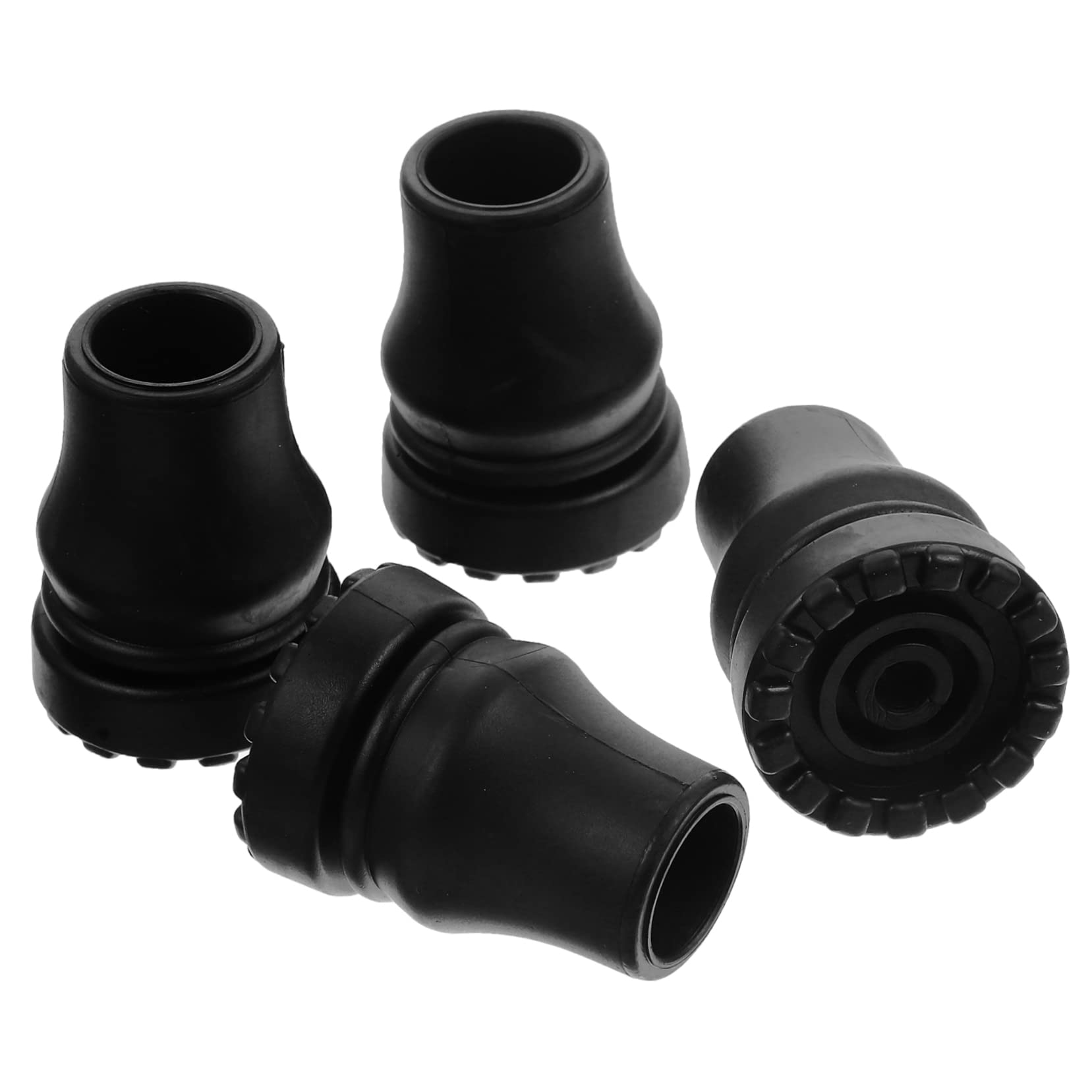 Puntali Antiscivolo per Stampelle 4 Pezzi in Pvc Neri | Bastoni Trekking e Appoggi Ortopedici, Assorbimento Urti, Adatti ad Anziani Fragili