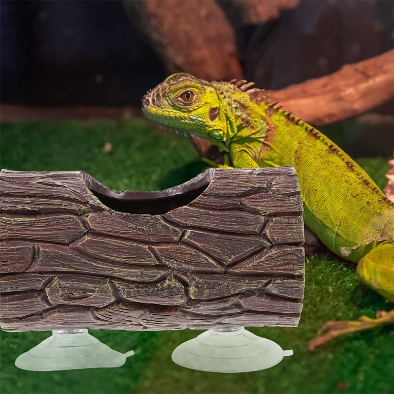 iplusmile Lizard Suction Cup Hideout Tree Trunk Reptile Shelter for Terrariums Aquarium Habitat D Cor 3.3X6X3.3 Inches - Image 3