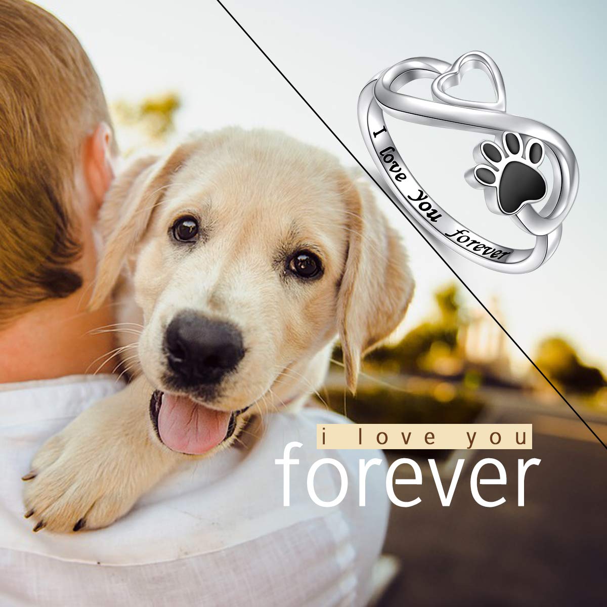 Bague en argent sterling pour femme et fille - Motif pattes de chat - Bijou pour les amoureux des animaux
