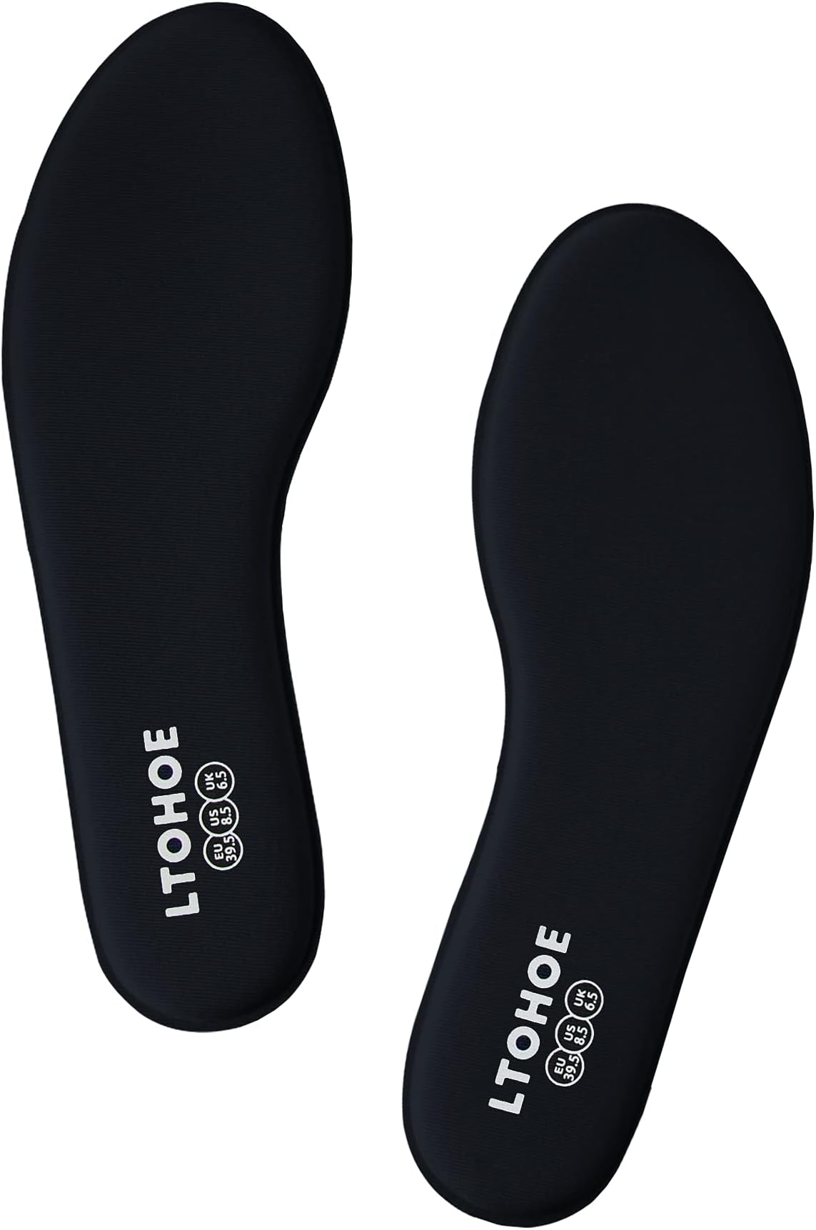 LTOHOE Memory Foam Insoles for Women, Replacement Shoe Inserts for Running Shoes, Hiking Shoes, Sneaker, Cushion Shoe Insoles Shock Absorbing for Foot Pain Relief, Comfort Inner Soles 8mm Black US 5.5