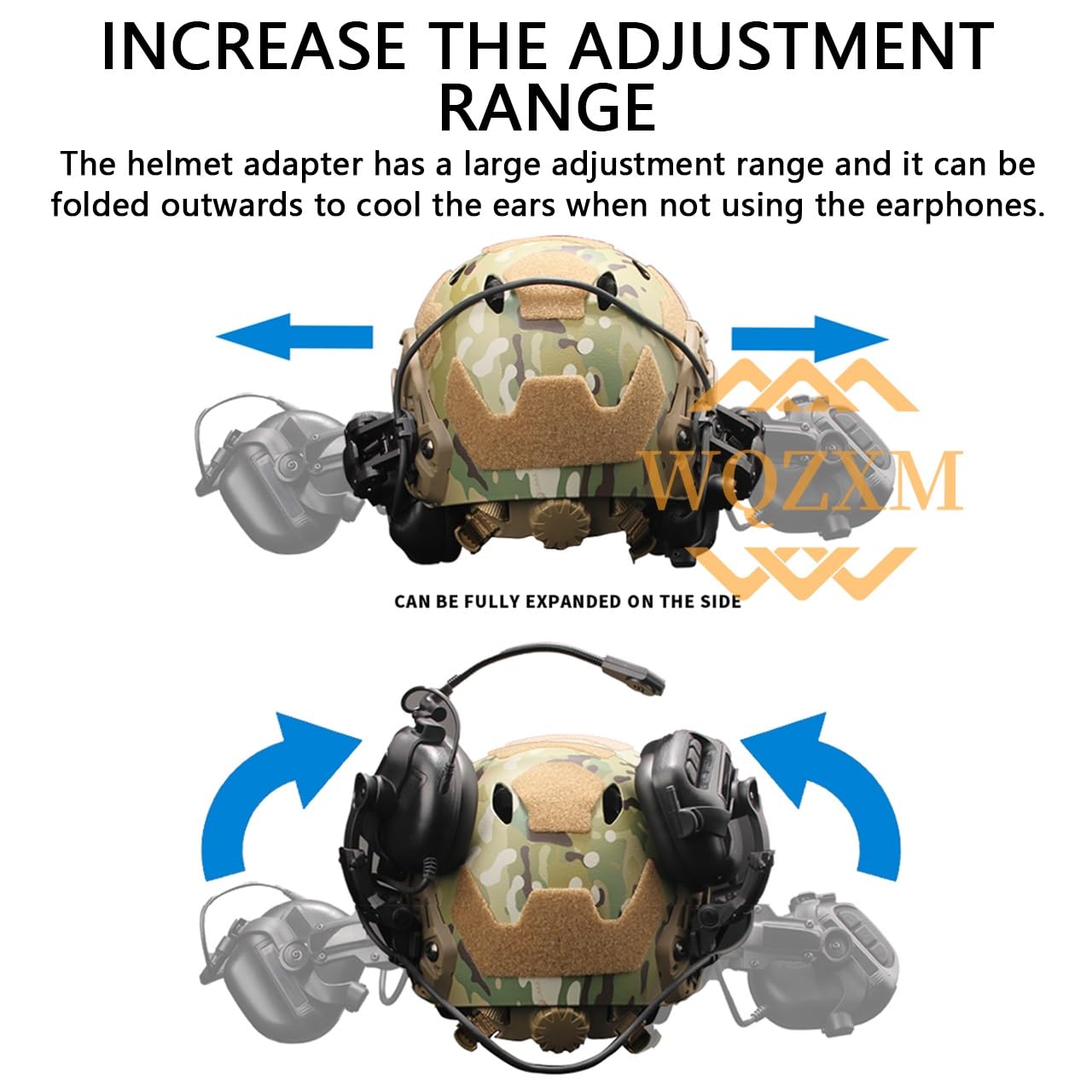 Cuffie tattiche con adattatore ferroviario ARC compatibile con Ops-Core Fast e ACH Mich per airsoft caccia tiro (Tan)