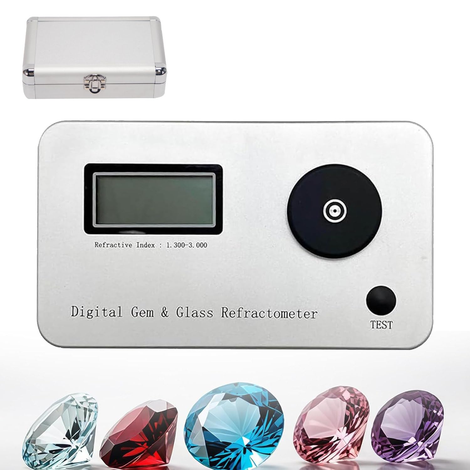 Réfractomètre Portable pour Pierres précieuses, réfractomètre numérique avec Indice de réfraction 1.300-3.000, Batterie 700 mAh, pour l'authentification de Diamants, Jade et Cristal