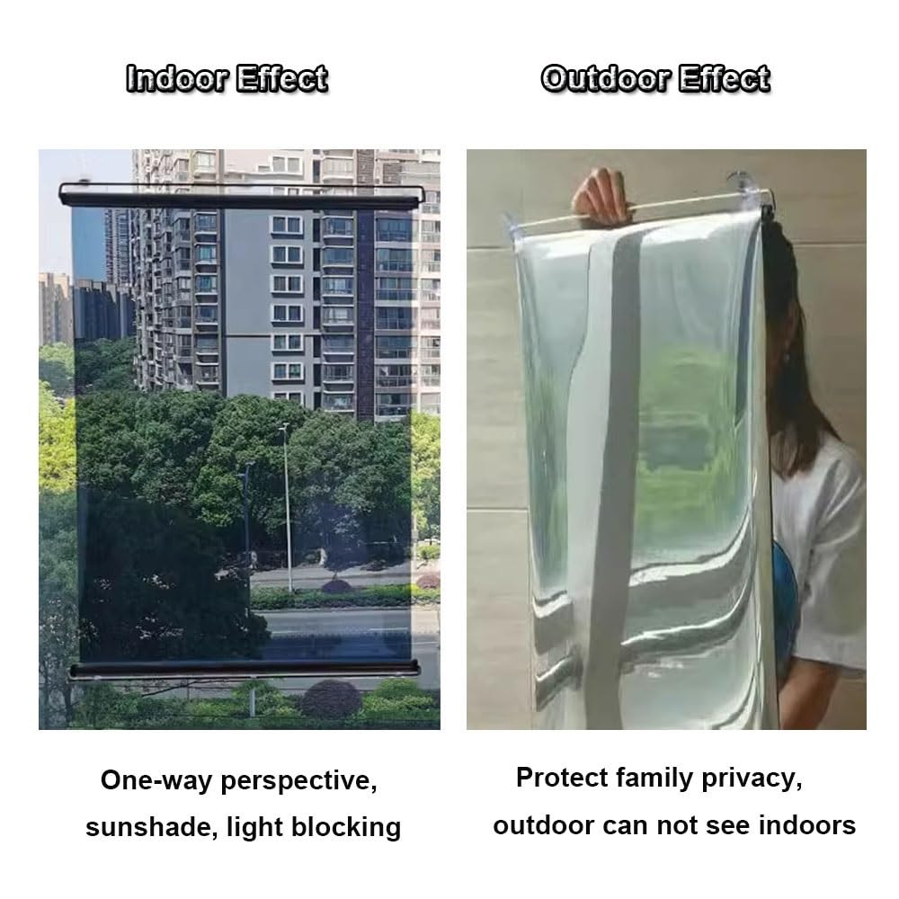 generisch Einwegspiegel-Rollo Thermorollo Verdunkelungs Rollo transparent Verdunklungsrollo Fenster Rollos Tagessichtschutz W 32/40/60/80/100/120/160cm(W 80x H 200cm)