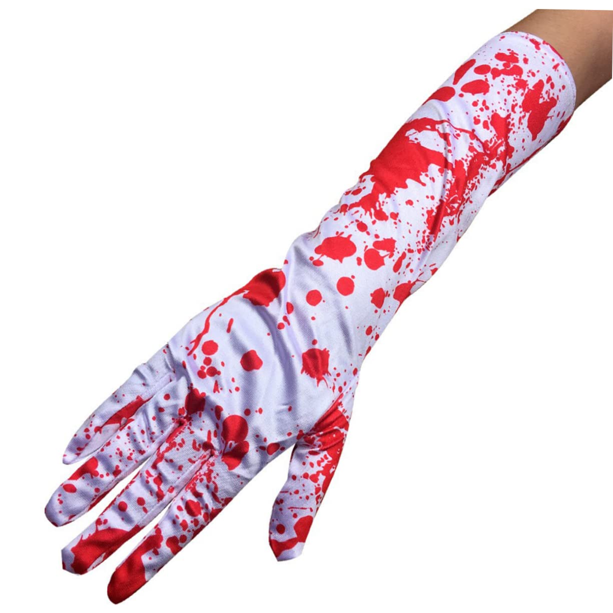 LIFKOME 1 Pair Bloody Gloves for Terrifier Costume Creepy Cosplay Blood Splatter Gloves Red