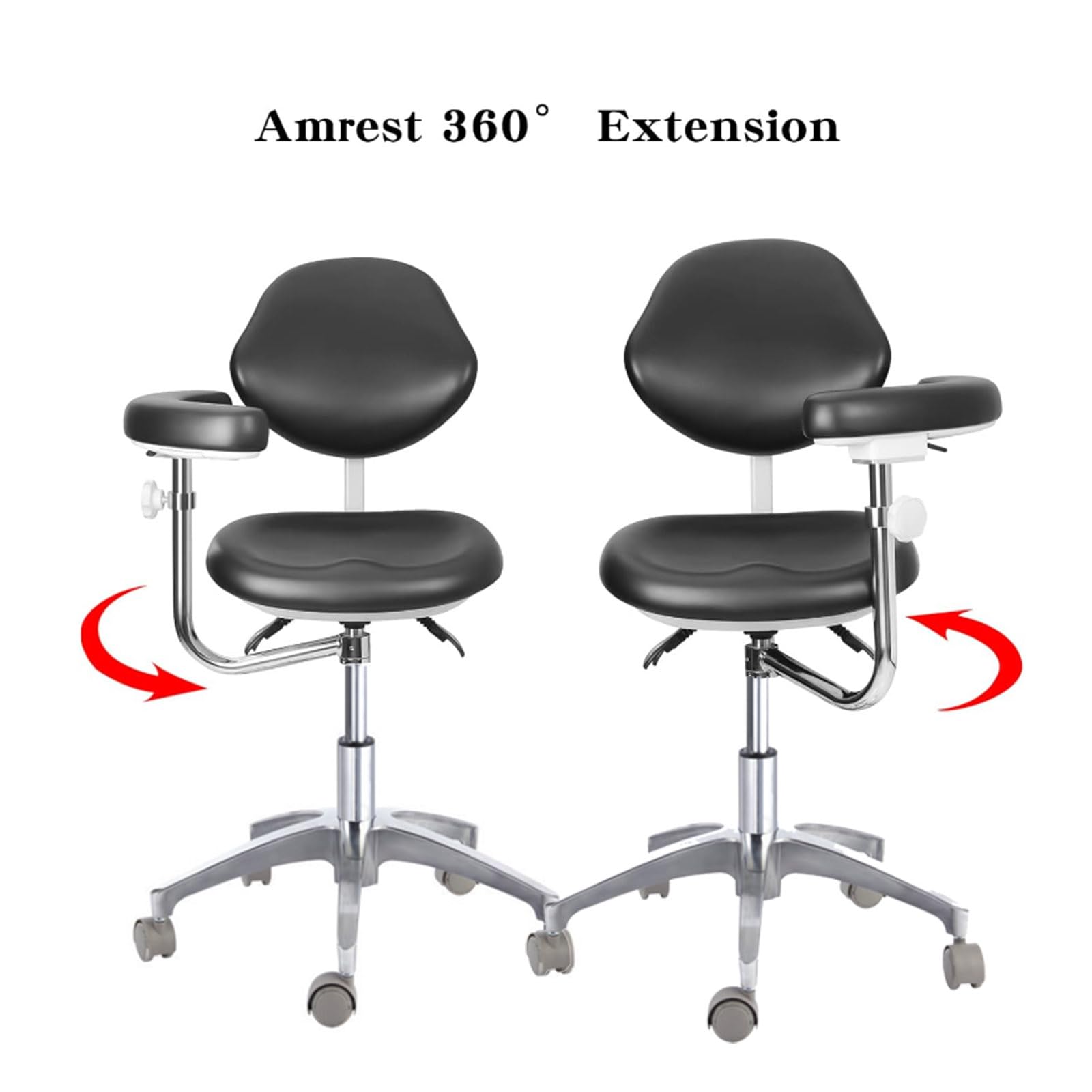 Sedia medica dentale, sedie assistente dentale con bracciolo girevole a 360 gradi sedia medico regolabile in pelle PU per cliniche, dentali, uffici, laboratori, ble