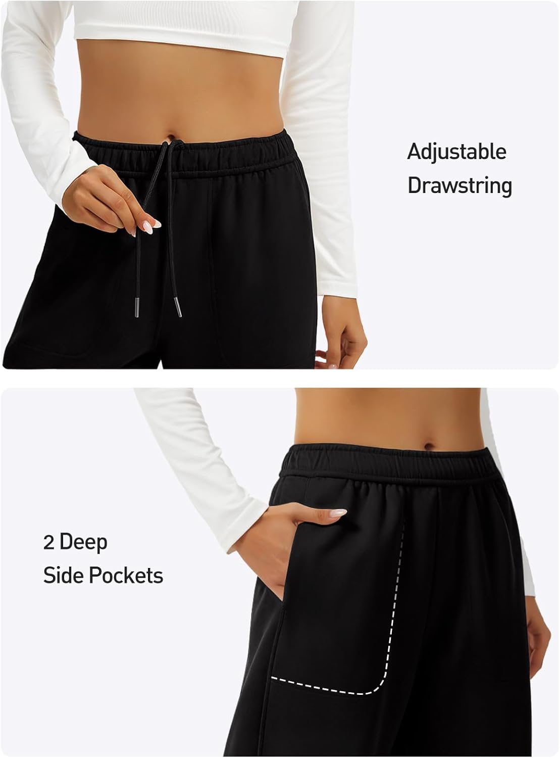 Women's Barrel Capri Sweatpants Drawstring Elastic Waisted Wide Leg Pants Casual Soft Baggy Cropped Sweat Pants - Image 5