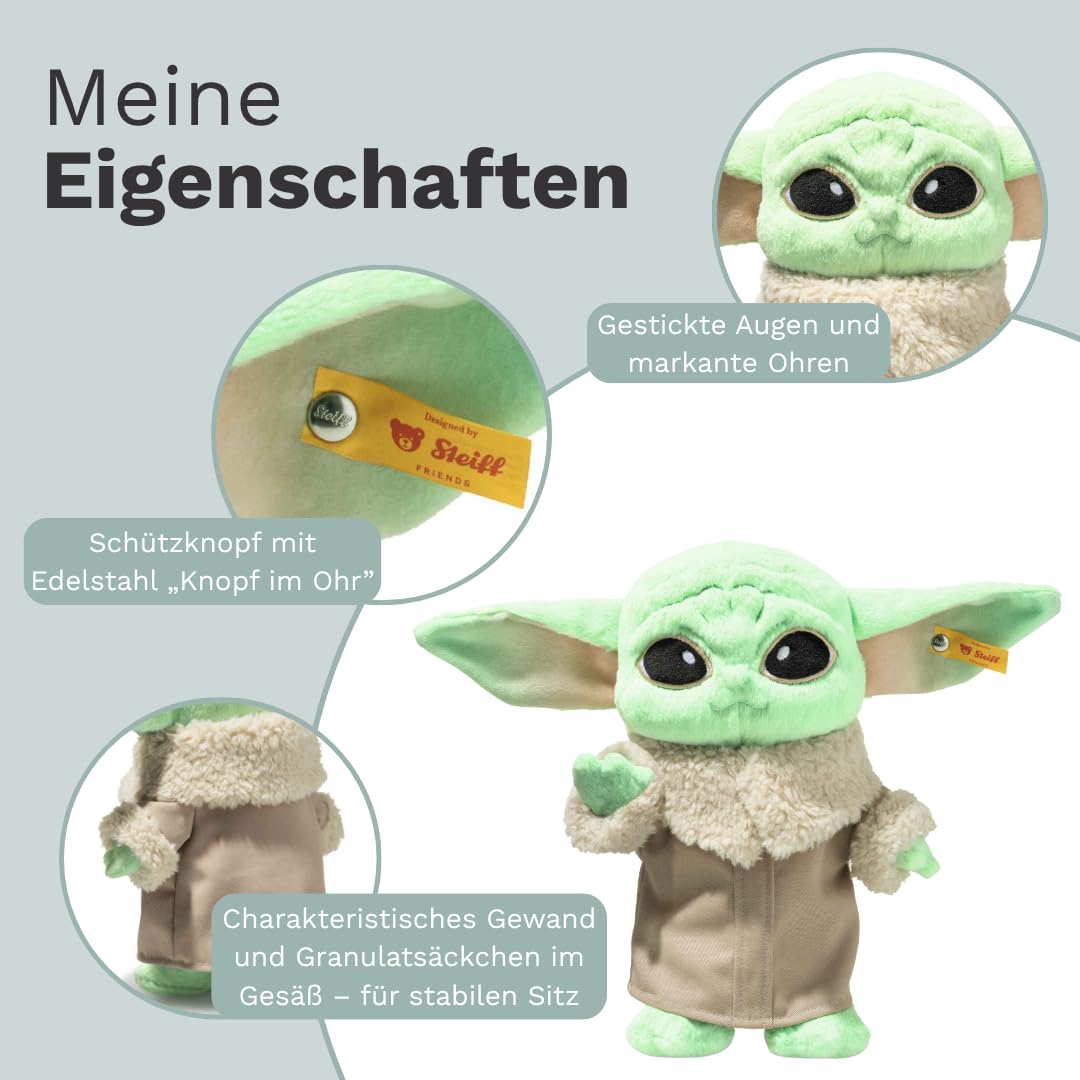 Steiff Kuscheltier Star Wars Grogu, Süßes Stofftier, Kinder, Jungen & Mädchen, Friends, 25 cm, Grün, 024795