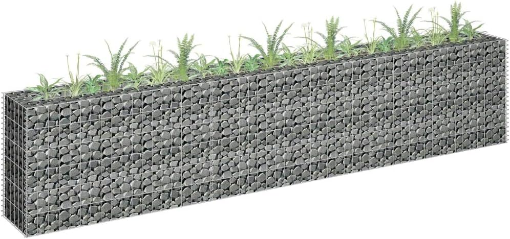 Gabion Raised Bed, Gabion Cages for retaining Walls Outdoor Backyard Planter Raised Garden Bed Suitable for Outdoor Landscape Lawn Cafes Backyard Patio Galvanized Steel 106.3"x11.8"x23.6"
