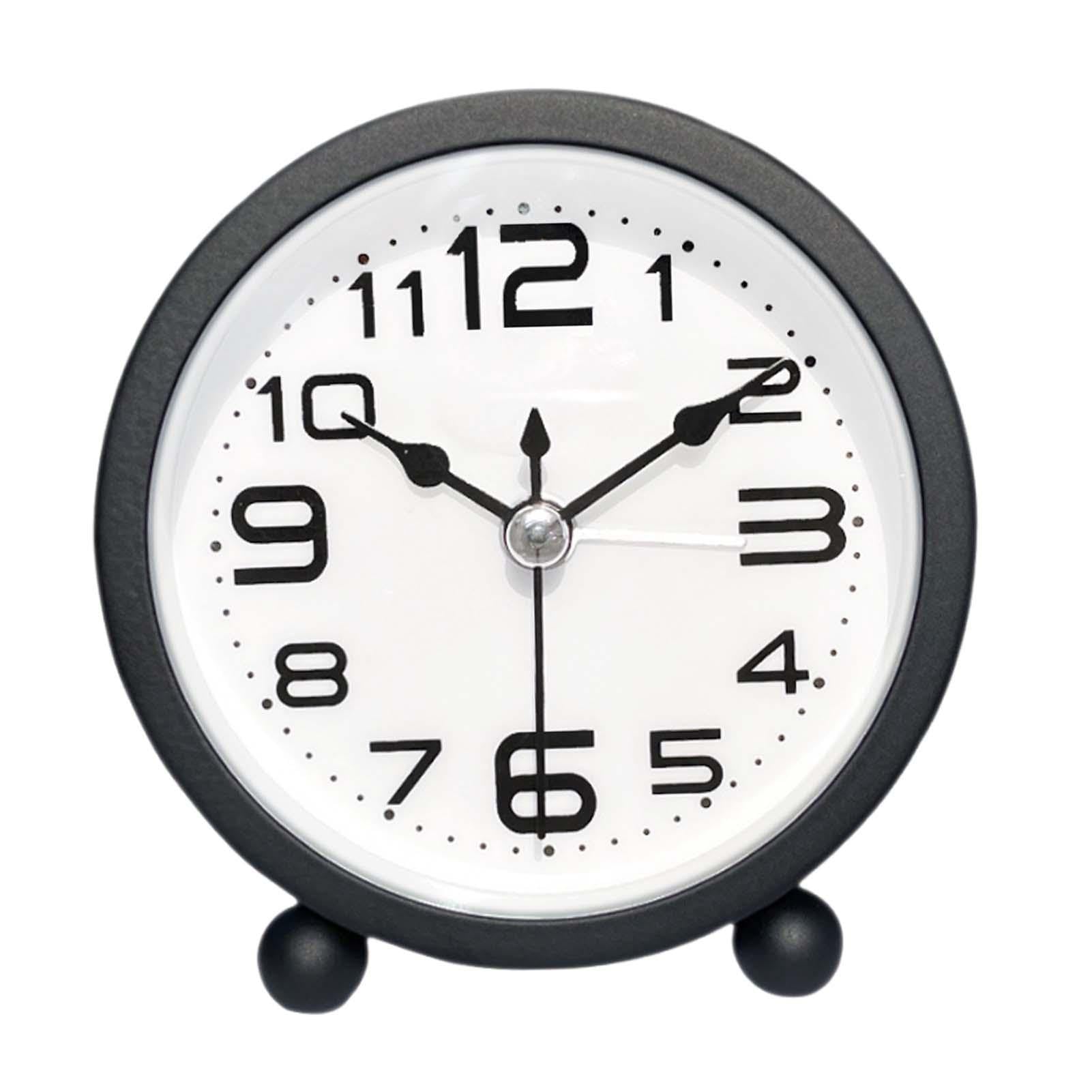 Mimoqk Bedside Clock, Simple Alarm Clock - Battery Powered Table Clock, Small Alarm Clock with Large Numbers Battery Operated without Ticking Alarm Simple Design for Children and Adults