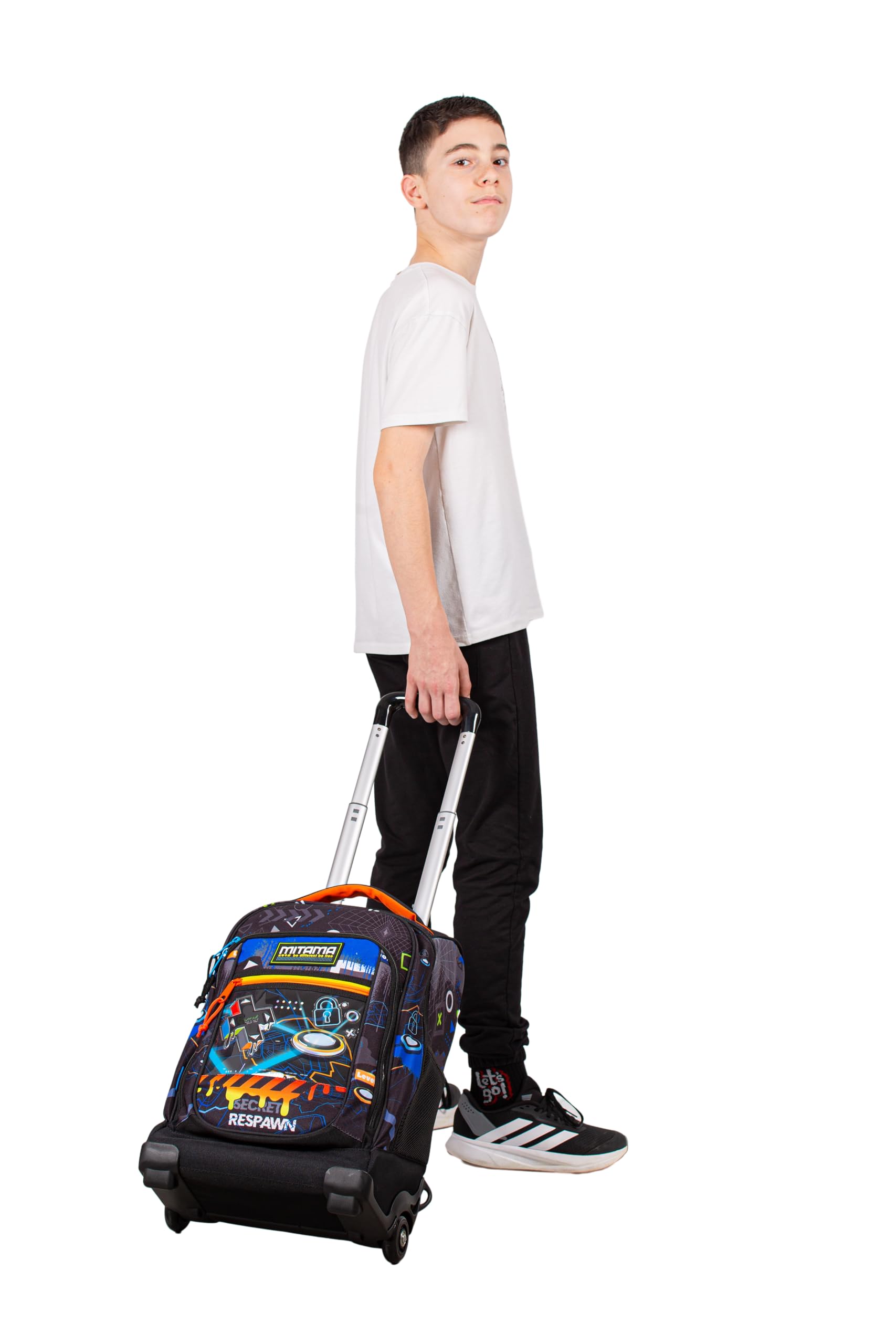 Mitama Trolley Scuola DR Junior CYBERPLAY, Nero, Con Mega Scomparto e Doppia Maniglia, Scuola Elementare e Media, Trolley Tempo Libero, Bambino e Ragazzo