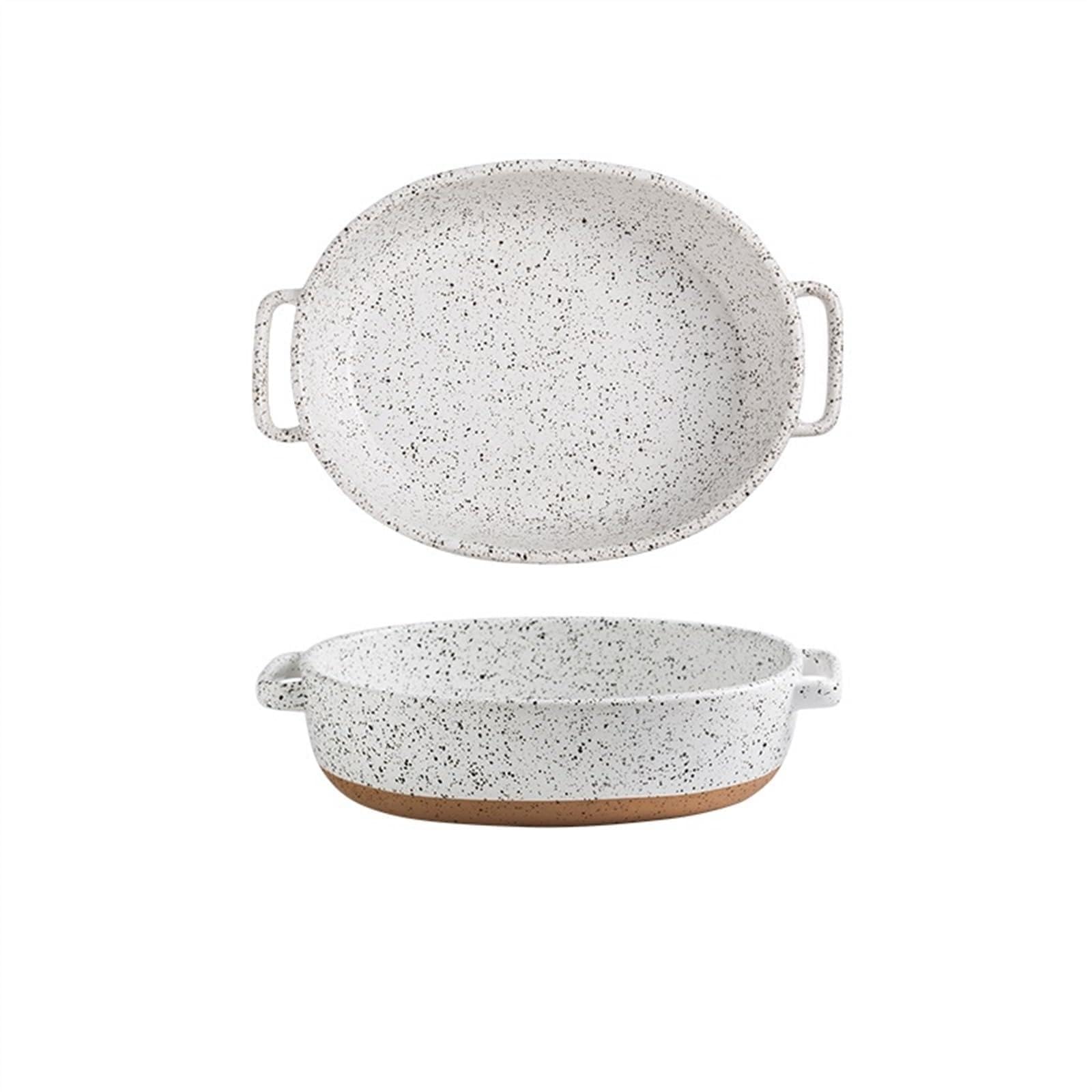 Fuente de Horno Plato for Hornear de cerámica con Bloqueo de Color Mate Plato for Hornear Ovalado Largo de Doble Oreja for Horno, microondas, lavavajillas Vajilla para Hornear (Color : C)