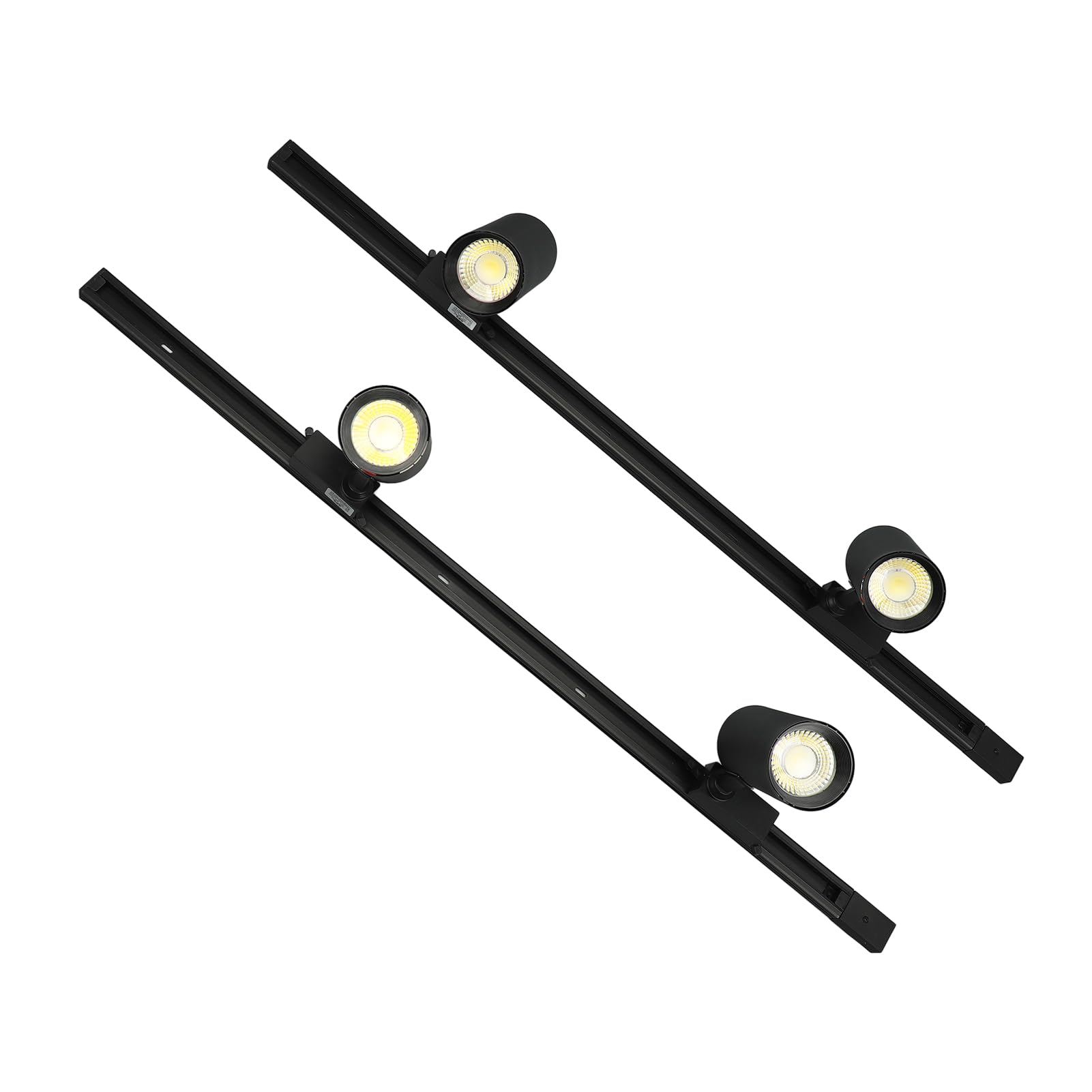 Foco LED sobre Carril, Kit de 4 Focos, Negro Mate, IP42 Resistente Al Agua, Fácil Instalación, Amplio Ángulo de Iluminación, Ideal para Showrooms, Exposiciones, Luz Blanca 6000K