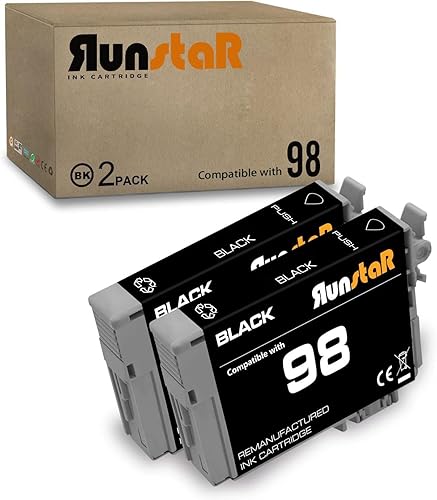 Run Star Cartucho de tinta remanufacturado negro 98 T098 de repuesto para impresora de inyección de tinta Epson T098 98 T099 con impresora de