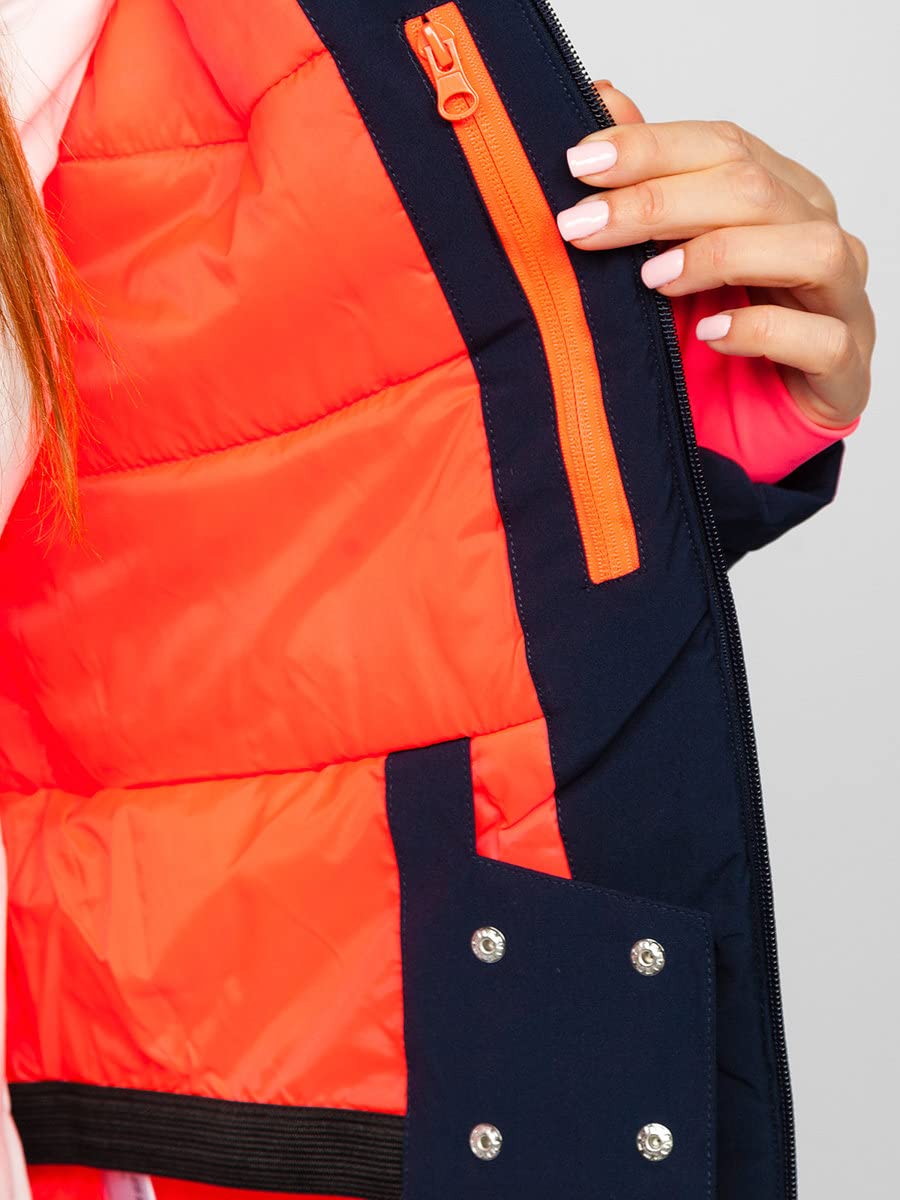BOLF Veste d'hiver femme ski snowboard avec fermeture à glissière capuche poignets