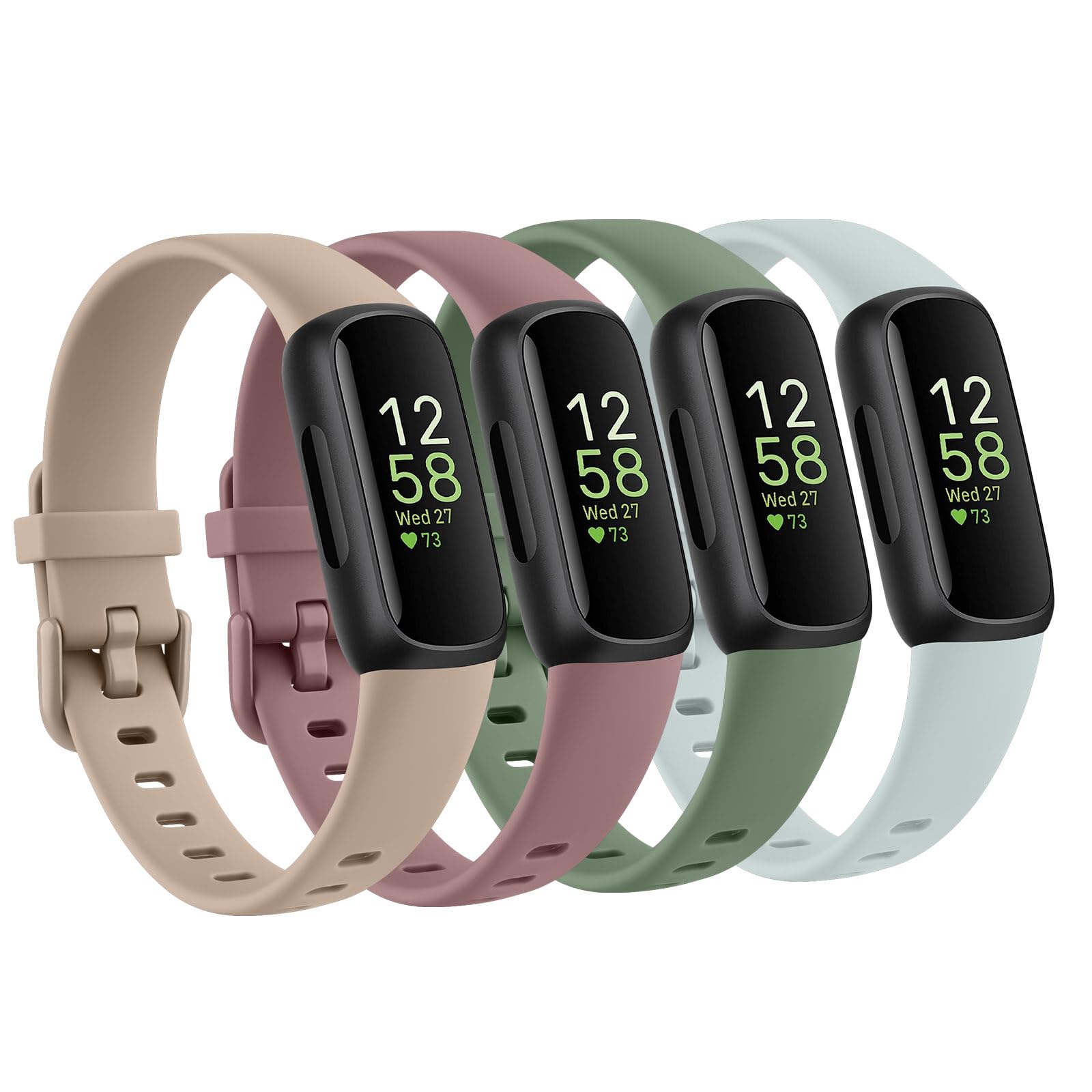 Straps for Fitbit Inspire 3 Strap for Women Men, 4Pack Silicone Strap Sport Replacement Wristband for Inspire 3