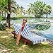 Arkwright Cabo Chaise Lounge Cover Towel with Pocket - Pack of 2 - Striped 100% Cotton Cabana Cover for Beach Pool Outdoor Chairs, 30 x 85 in, Cornflower Blue/Grey