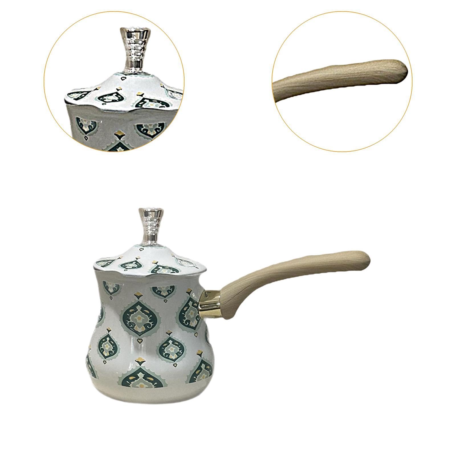 Generic Coffee Pot Coffee Maker,Portable Universal with Wood Handle,Butter Warmer Pot,Milk Warmer for Home Restaurant Travel Kitchen, 720ml