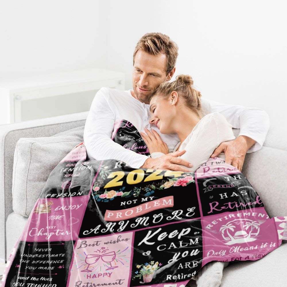 Retirement Gift for Her 2024, Retirement Blanket for Women, Cool Retirement Gifts for Retirees Teachers Nurses Mom Grandma Boss, Goodbye Farewell Gifts for Coworkers, Retired Party Decor 50"x 60" - Image 5
