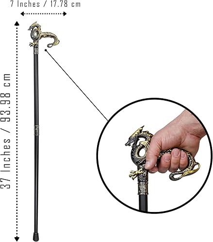 Miniatura 2 de Bastón gótico de bastón de dragón – Bastón de un solo punto para hombres, equilibrio para personas mayores, plegable, 2 piezas, bastón de viaje para