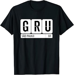 GRU Sao Paulo Brazil Travel Souvenir Black Text T-Shirt