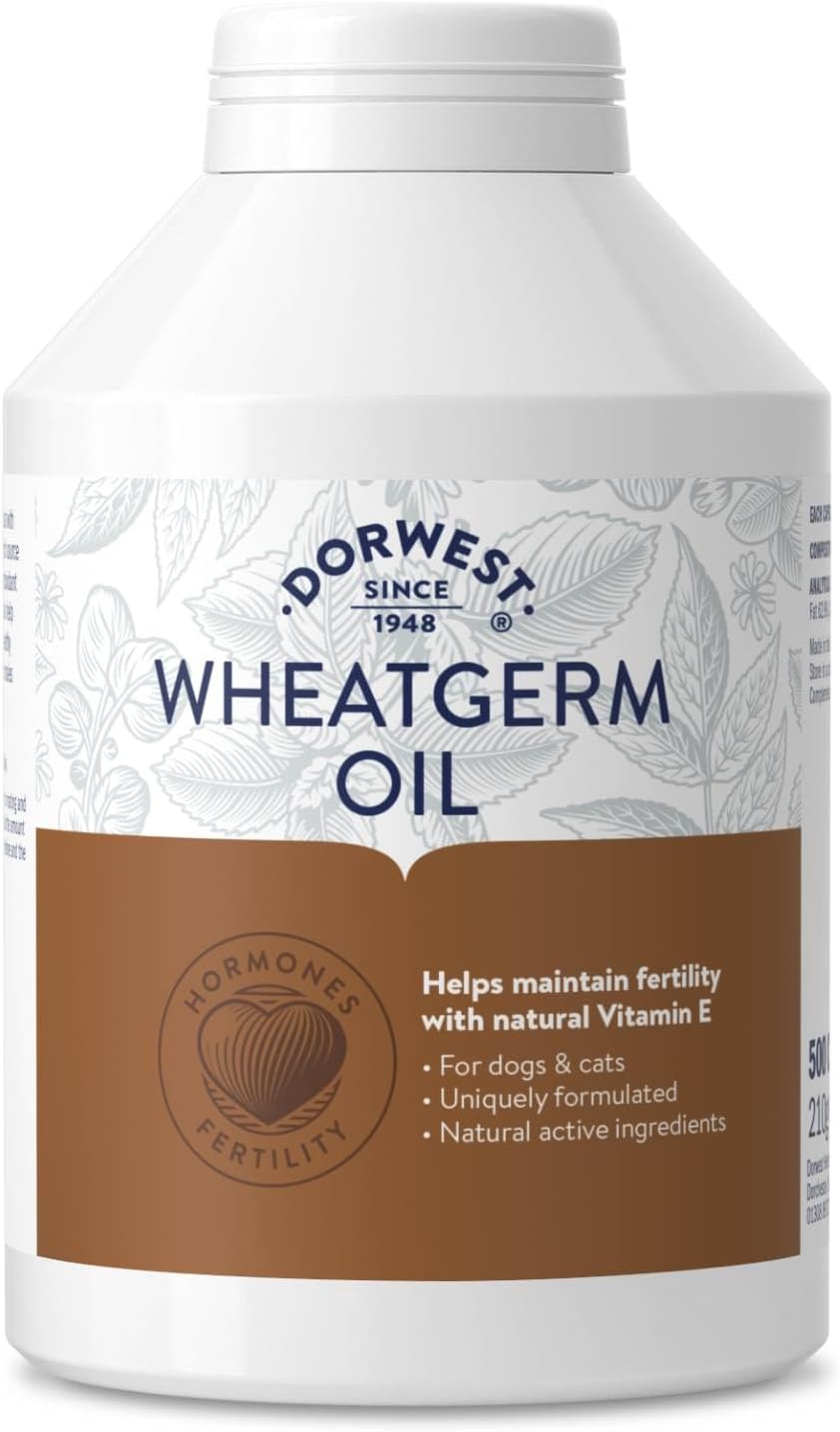 Dorwest Herbs Wheatgerm Oil Capsules for Dogs and Cats 500 Capsules