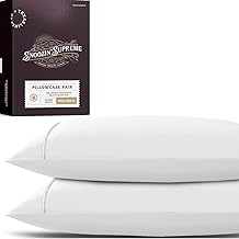 TEXAS LINEN CO. 100% Egyptian Cotton Pillowcases King Size - 2000 Series Luxury Cotton Pillow Case Set of 2, Soft Cooling Breathable, Envelope Closure Hotel Quality Pillowcase (21 x 41, White)