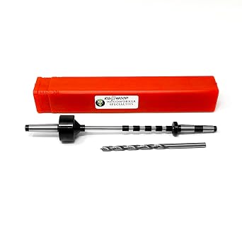MT1 Number 1 Morse Taper Pen Mandrel with Mandrel Saver Tailstock Assembly & 7mm Drill bit Most Common for pens & Handy Storage Tube
