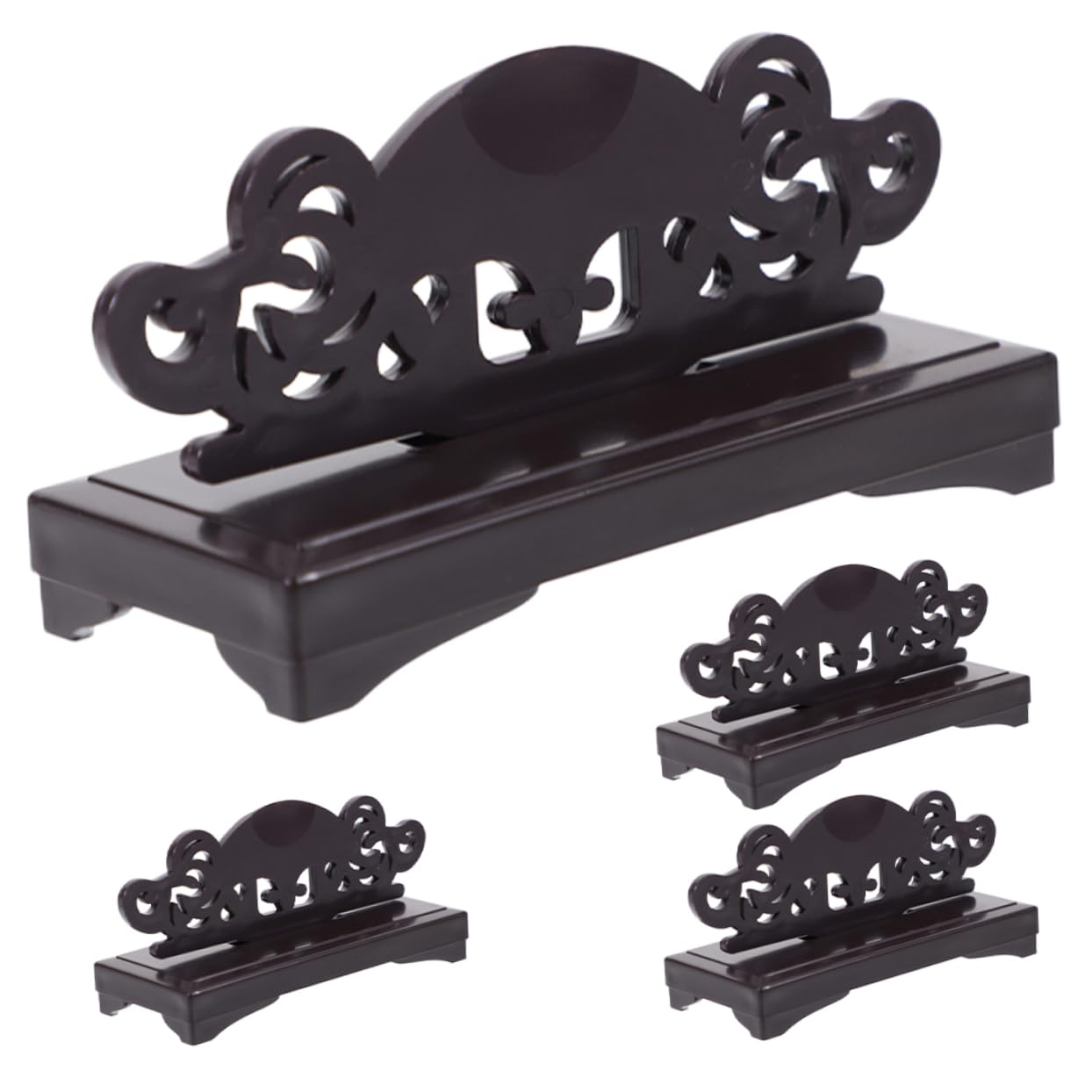 4pcs Handheld Fan Wooden Base Japanese Fan Display Base Swords Display Rack Chinese Fan Stand Hand Fan Display Stand Folding Fan Men and Women Japanese-style Plastic