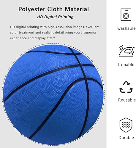 Miniatura 4 de Cubierta de fondo redonda de baloncesto azul de 7 pies con temática de baloncesto para deportes, fondo de fotografía para niños, niños, adultos,