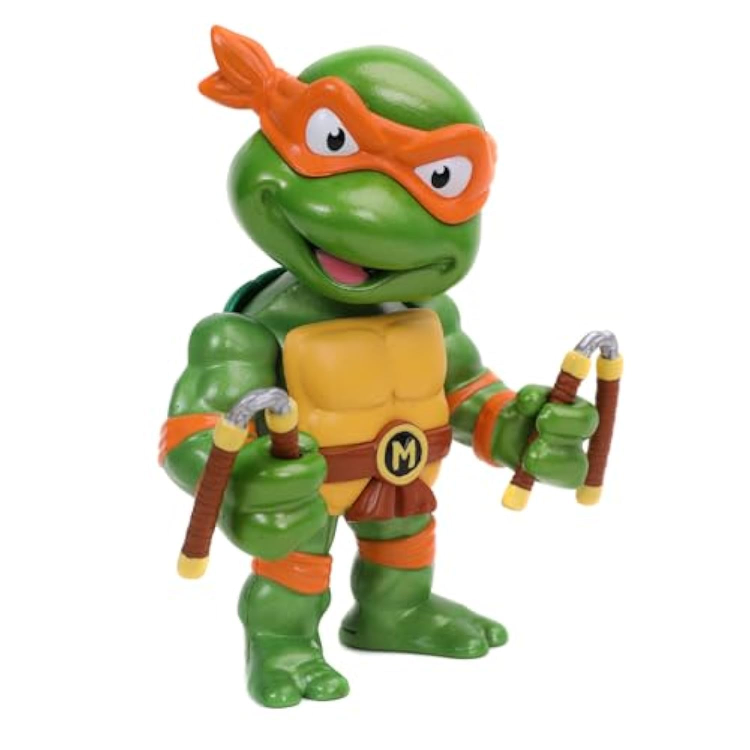 Jada - Figura Michelangelo de Tortugas Ninja, Articulada, 10 cm, Realizada en Metal Fundido a Presión, 100% Licencia Oficial, Coleccionismo, para Niños a Partir de 8 Años y Adultos