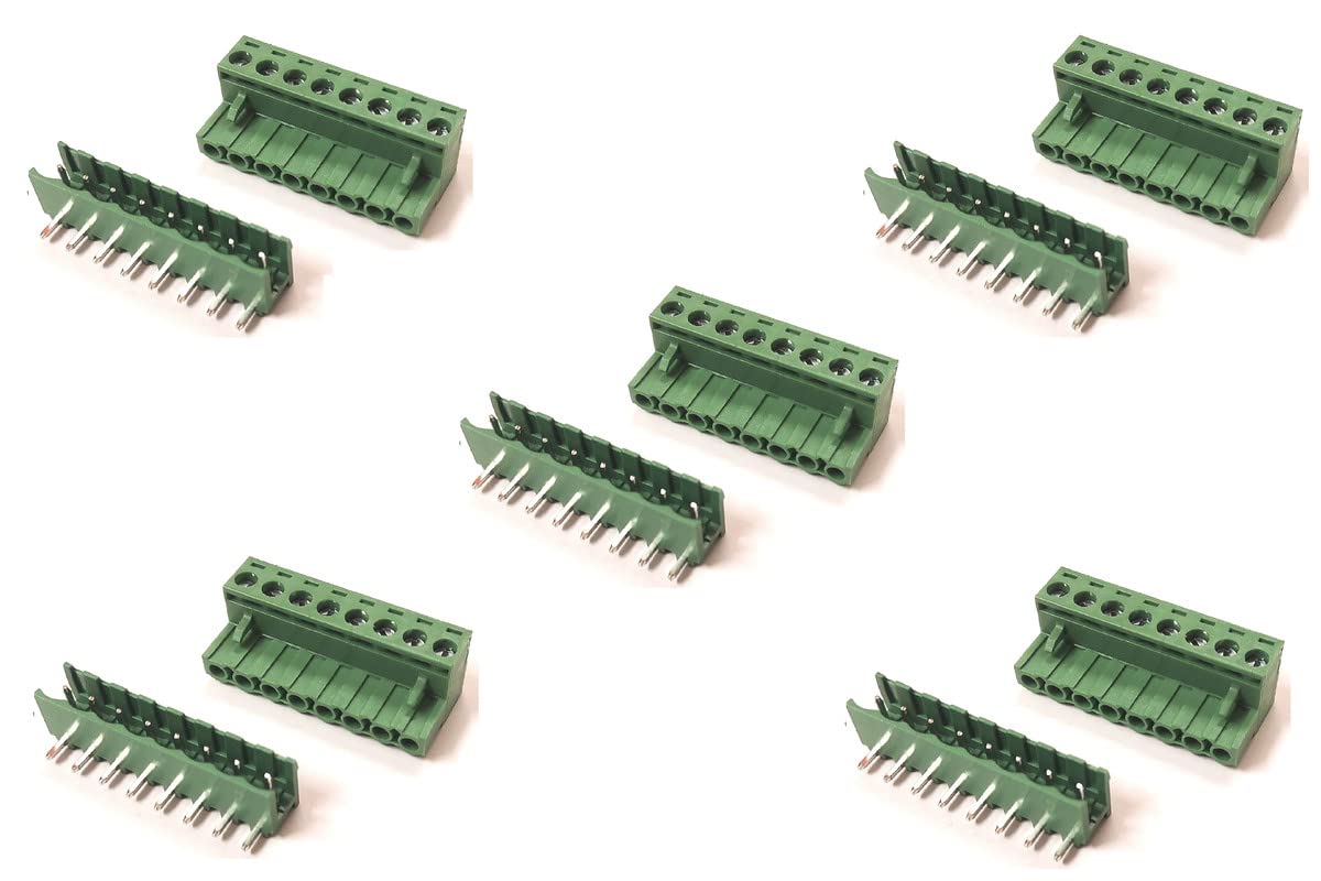 ERH India (Pack of 5) 5085 Plug in Type Screw Terminal Connector - 8 Pin - 5.08mm Pitch Right Angle Screw Terminal Block Male Female Pair Connector XY2500 Connector 300V/15A (B09NVYTTGG) Amazon Price History, Amazon Price Tracker