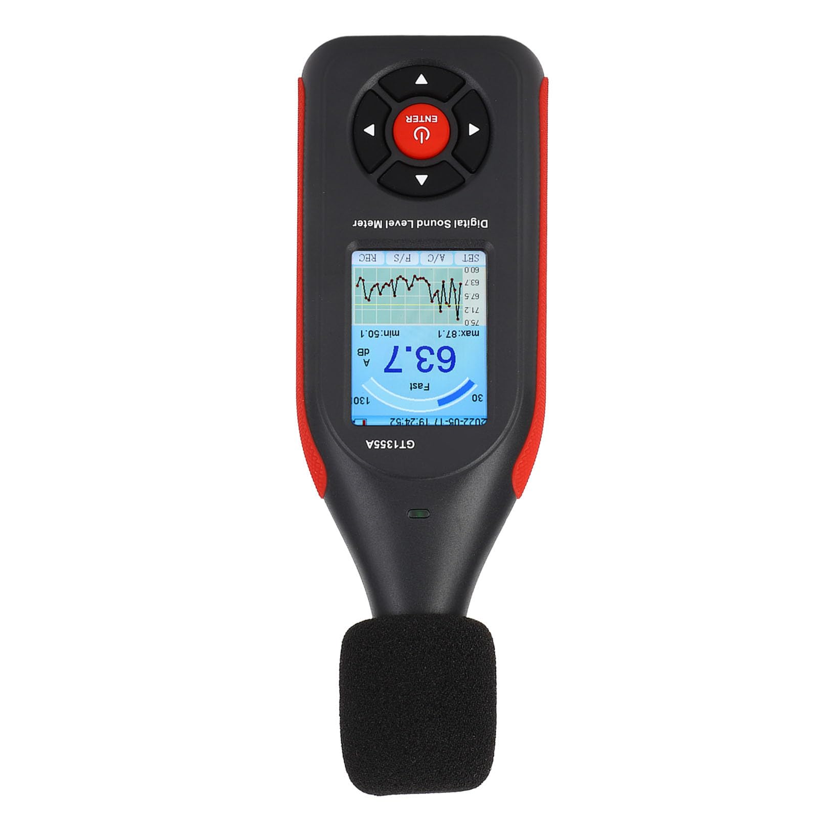 Fonometro portatile con misurazione della temperatura e dell'umidità - Lettore digitale del livello di rumore con schermo LCD retroilluminato - Precisione 1,5 dB e risoluzione 0,1