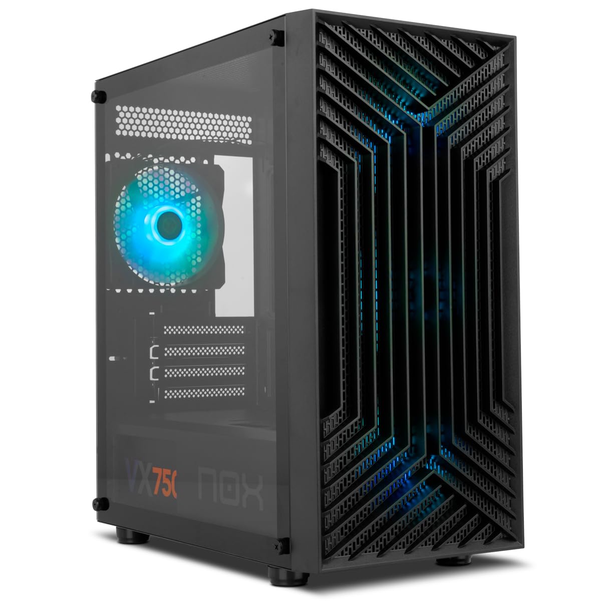 NOX XTREME PRODUCTS INFINITY EPSILON – Semitorre Micro ATX/ITX ARGB Rainbow, Frontal Mesh, Panel Lateral Cristal Templado, 4 Ventiladores 120 mm Incluidos, USB 3.0, Compatible Gráficas 310 mm, Negro