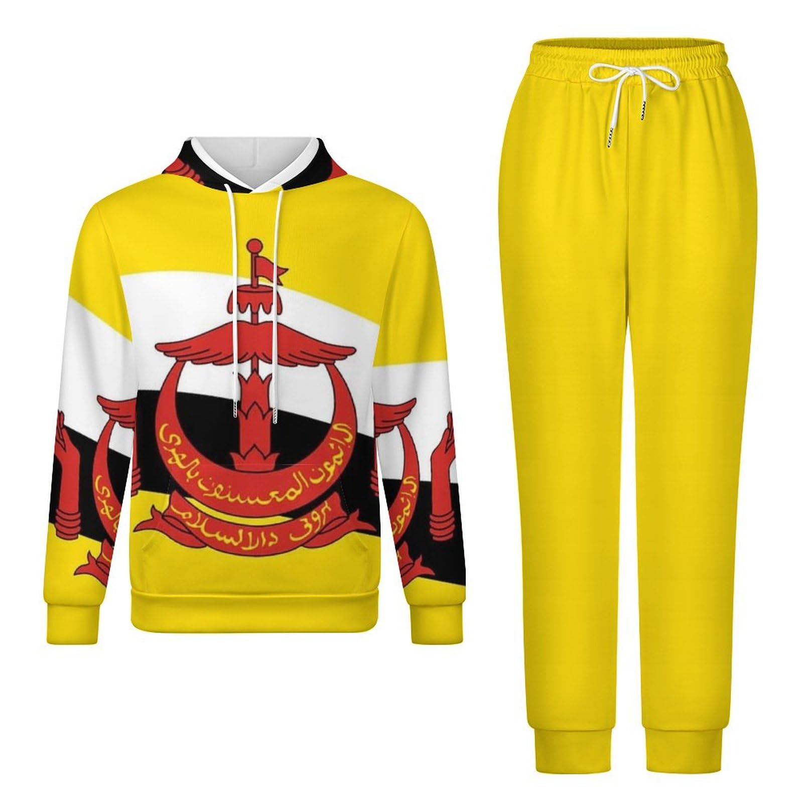 Tute Da Uomo E Da Donna Set Da 2 Pezzi Felpa Con Cappuccio E Pantaloni Della Tuta Set Da Jogging Abbigliamento Sportivo Da Donna Con Bandiera Del Brunei Stampata Set Da Salotto Taglie Forti
