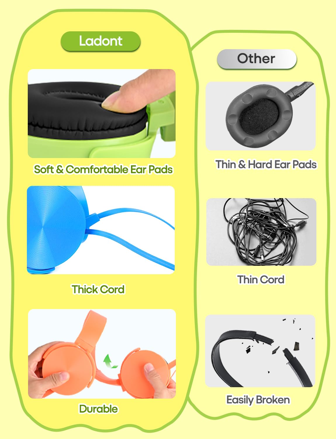 Confezione da 10 cuffie cablate per aule e bambini, per studenti scolastici K-12, cuffie on-ear multicolore con spina da 3,5 mm, perfette per scuole/biblioteche/musei