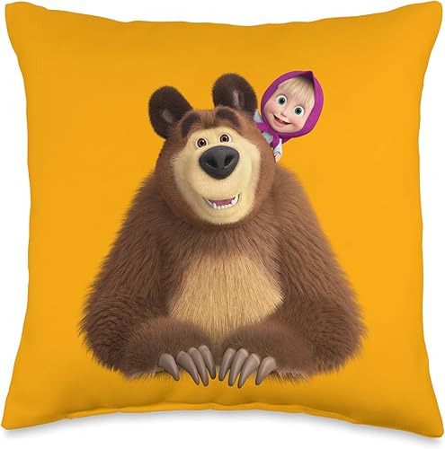 Masha and the Bear Duo Together - Almohada de 16 x 16 pulgadas, multicolor