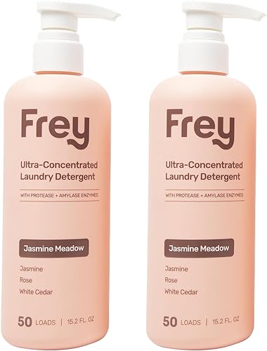 FREY Detergente líquido concentrado para ropa, especialmente formulado para pieles sensibles y lavadoras de alta eficiencia (HE), elimina manchas,