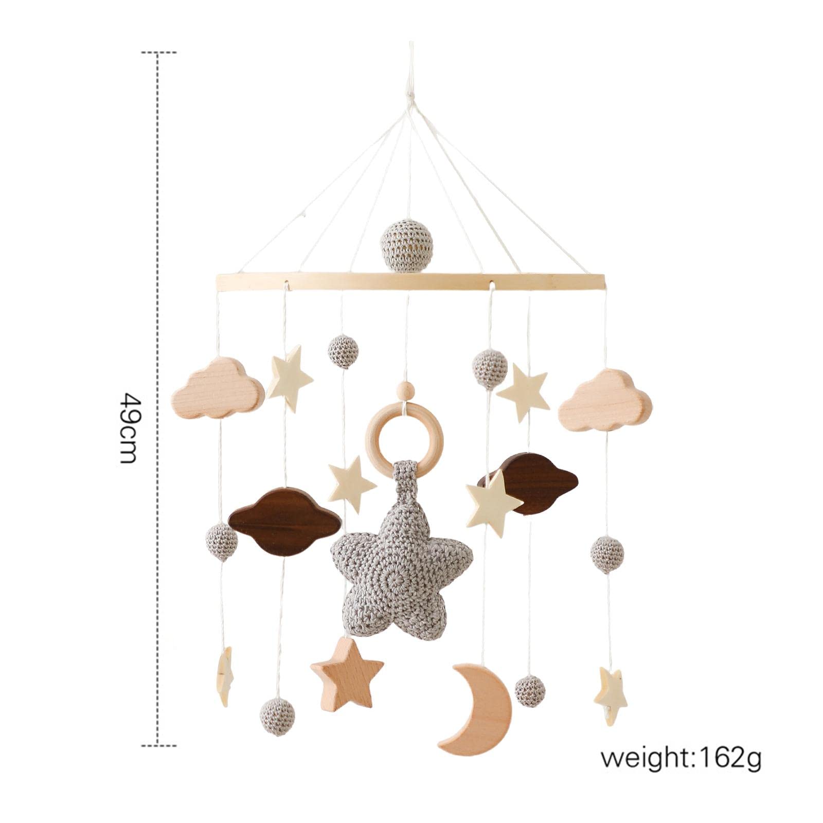 Mobile Bébé Bois Accroche Berceau Jouet Suspendu Rotatif Jouet Sensoriel Activité Douce Nouveau-né Pram Convient Chambre Bébé Décoration Photographie