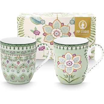 Pip Studio Lily&Lotus Light Green Mug Small 145 ml Set 2