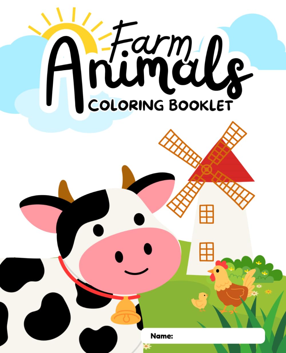 Cute Farm Animals Coloring Book for Kids Ages 3-8: Fun & Easy Barnyard Animal Pages for Toddlers, Preschoolers, and Young Children