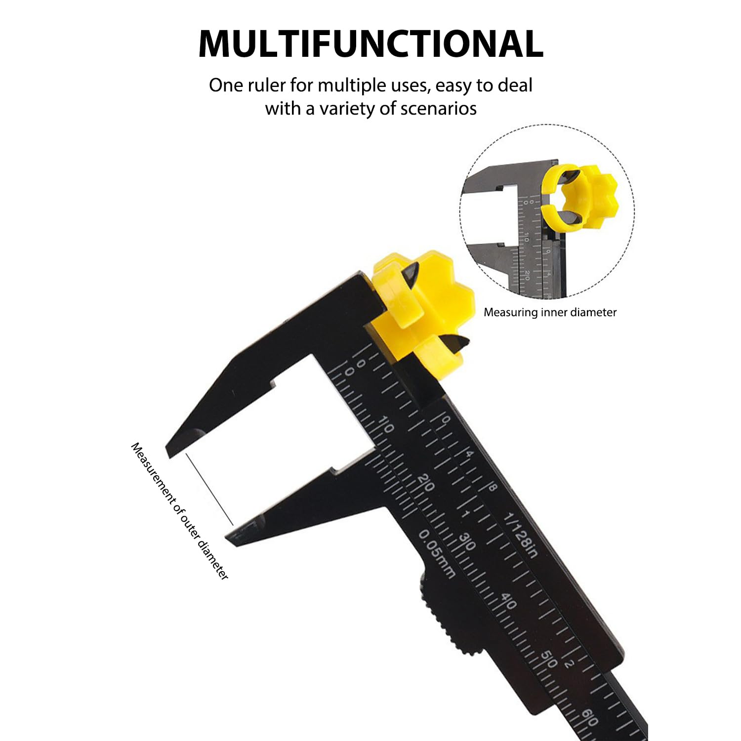 Plastic Vernier Caliper, 0-150mm Portable Measuring Tool for School Office House Workspace