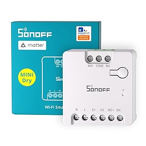 SONOFF Contatto Pulito MINI - D Interruttore Intelligente | WiFi 2.4G | 8W | Protocollo Matter compatibile con Alexa, Google Home, Home Assistant | Per porte di garage, controllo caldaia, ecc.Senza hub