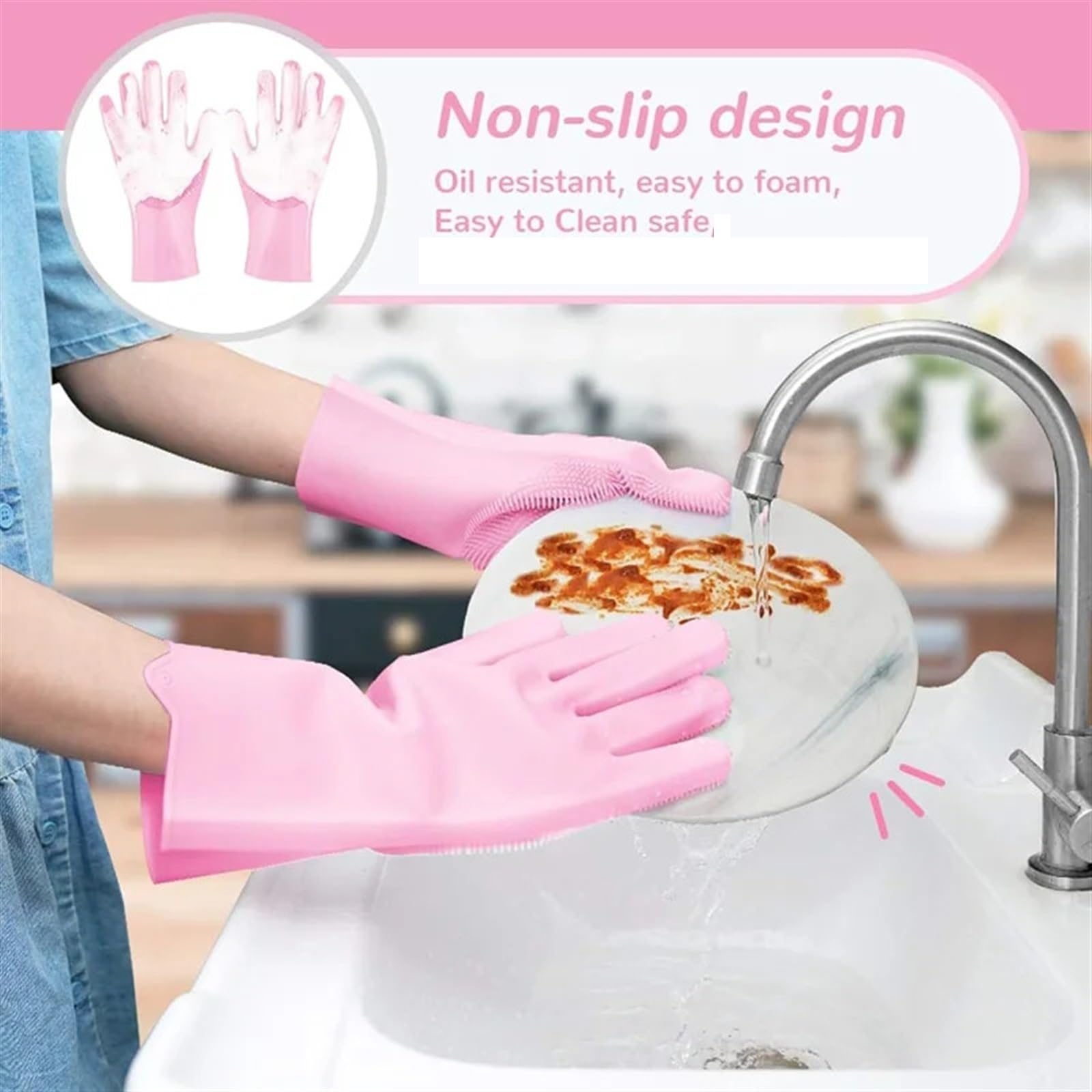 Guanto di Gomma Guanti for la Pulizia dei Piatti Guanti magici in Gomma siliconica Guanti riutilizzabili for la Pulizia della Cucina Domestica Animali Domestici Auto(Gray)